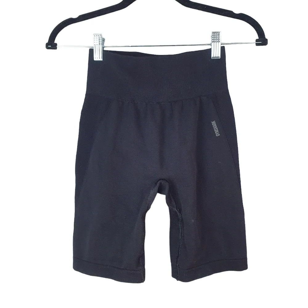 GYMSHARK 8 Inch Bike Shorts‎ High Waist Butt Contour Black Women's Size S